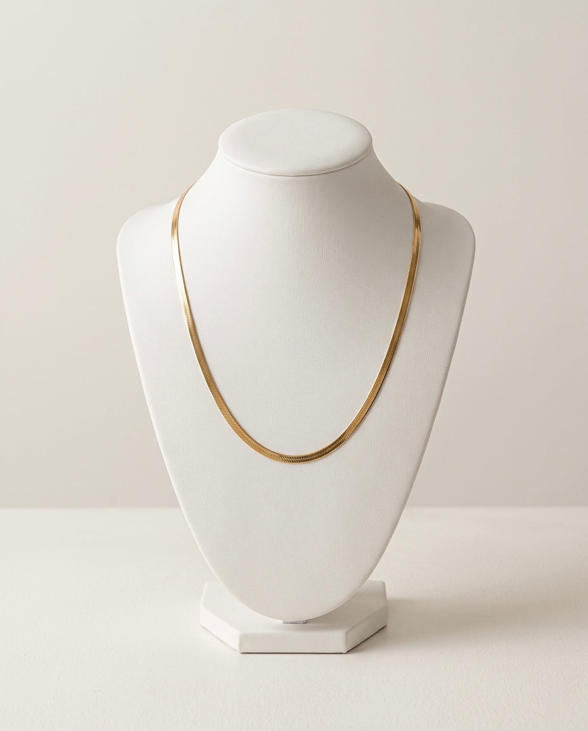 18K Gold Flat Herringbone Chain Necklace | Sleek Unisex Snake Chain